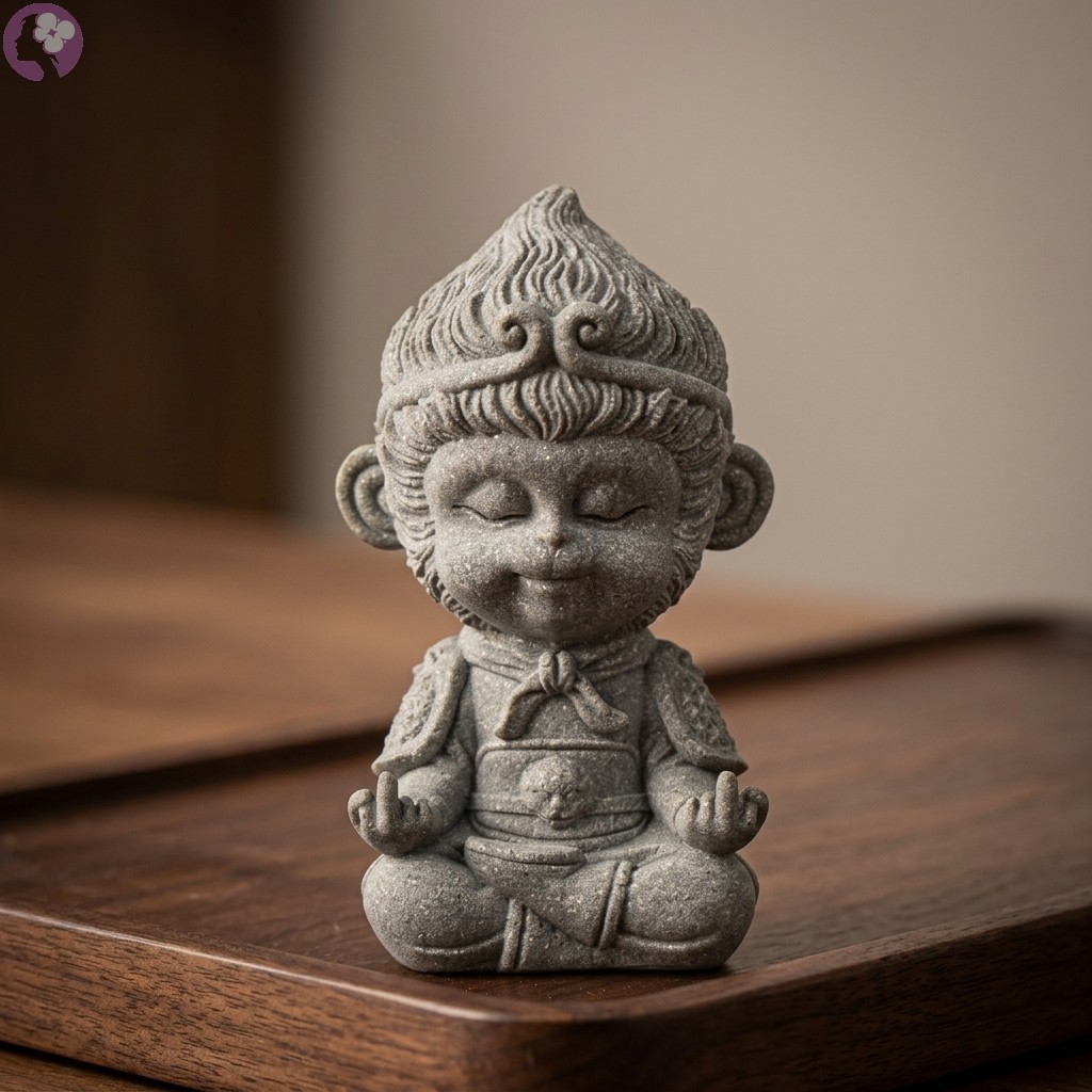Sun-Wukong Tea Pet Ornament Estatueta De Arenito Verde Natural Para Mesas De Chá Tanques De Peixes E Decoração De Casa E