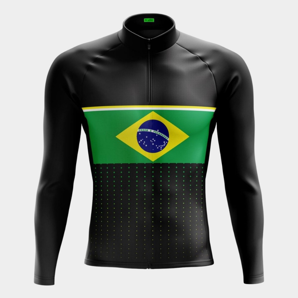 Camisa Ciclismo Brasil Points Masculina Manga Longa Equipe