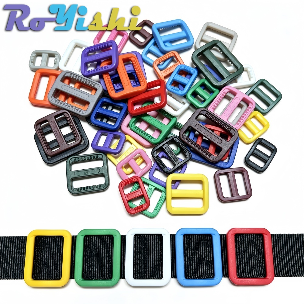 10/15/20/25mm Cor Misturada Plástico Slider Tri Glide Ajustar Fivelas Para Coleira De Cachorro Arnês Mochila Cintas Webb