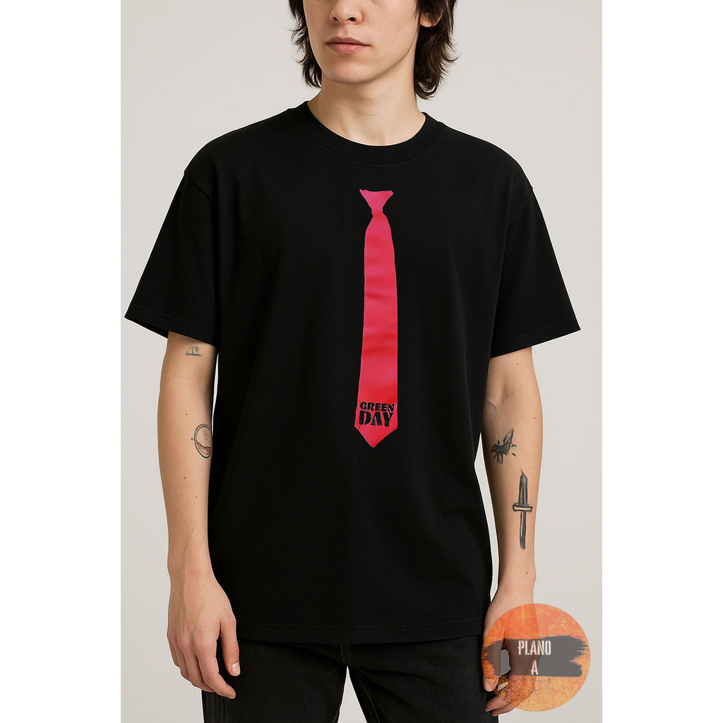 Camiseta Green Day Gravata Qualidade Algodão Unissex Lançamento Gotico Emo Dark Goth Temos Plus Size Envio Rapido