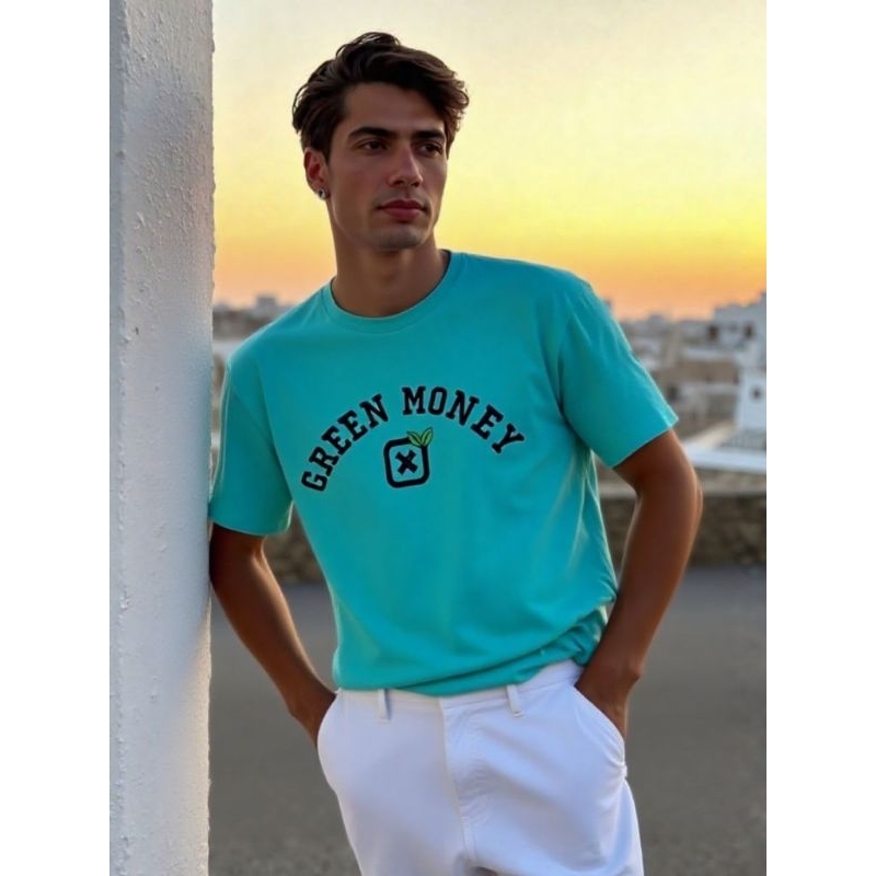 CAMISETA MASCULINA GREEN MONEY ALTA QUALIDADE 100% ALGODÃO