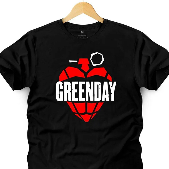 Camiseta Green Day coraçao granada, camisa manga curta alta qualidade 100% algodao unissex show 2025