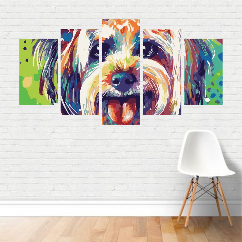 Quadro Cachorro Colorido Petshop Pet Dog Canvas 110x65cm