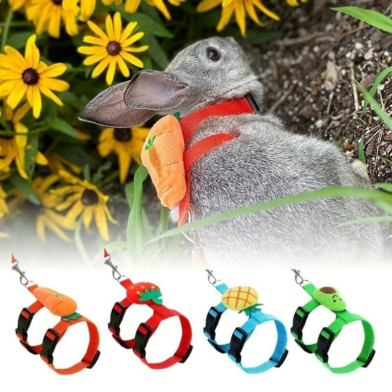 1pc Durable H-shaped Pet Leash Set, Fabric Material, Escape-proof Design, Multi-color Adjustable Rabbit Leash Set, Cute