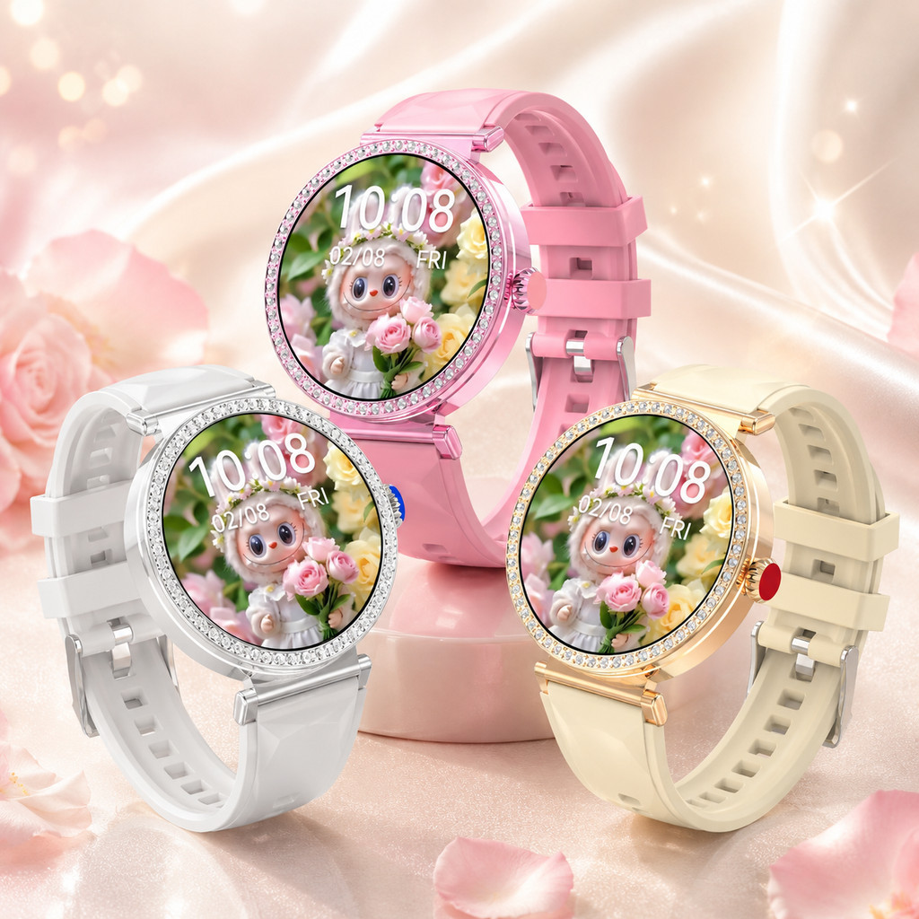 Smartwatch Feminino Bluetooth com Monitor de Sono Batimentos Cardíacos e Assistente Siri Google