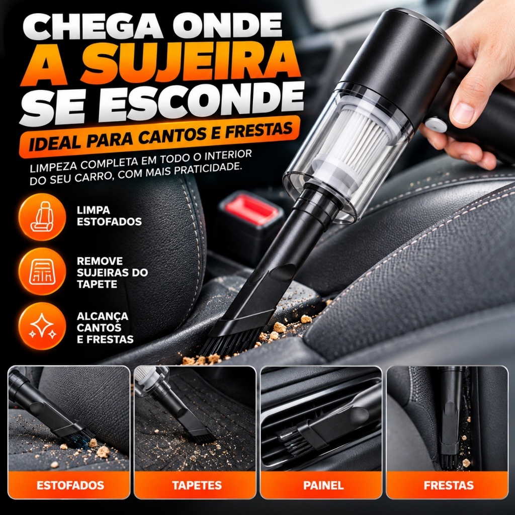 Mini Aspirador Automotivo Portátil Recarregável Bivolt