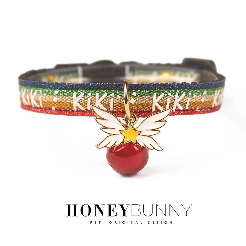 Honeybunny Cat Safety Buckle Collar Sakura Wings Bell Anti-Sufocação