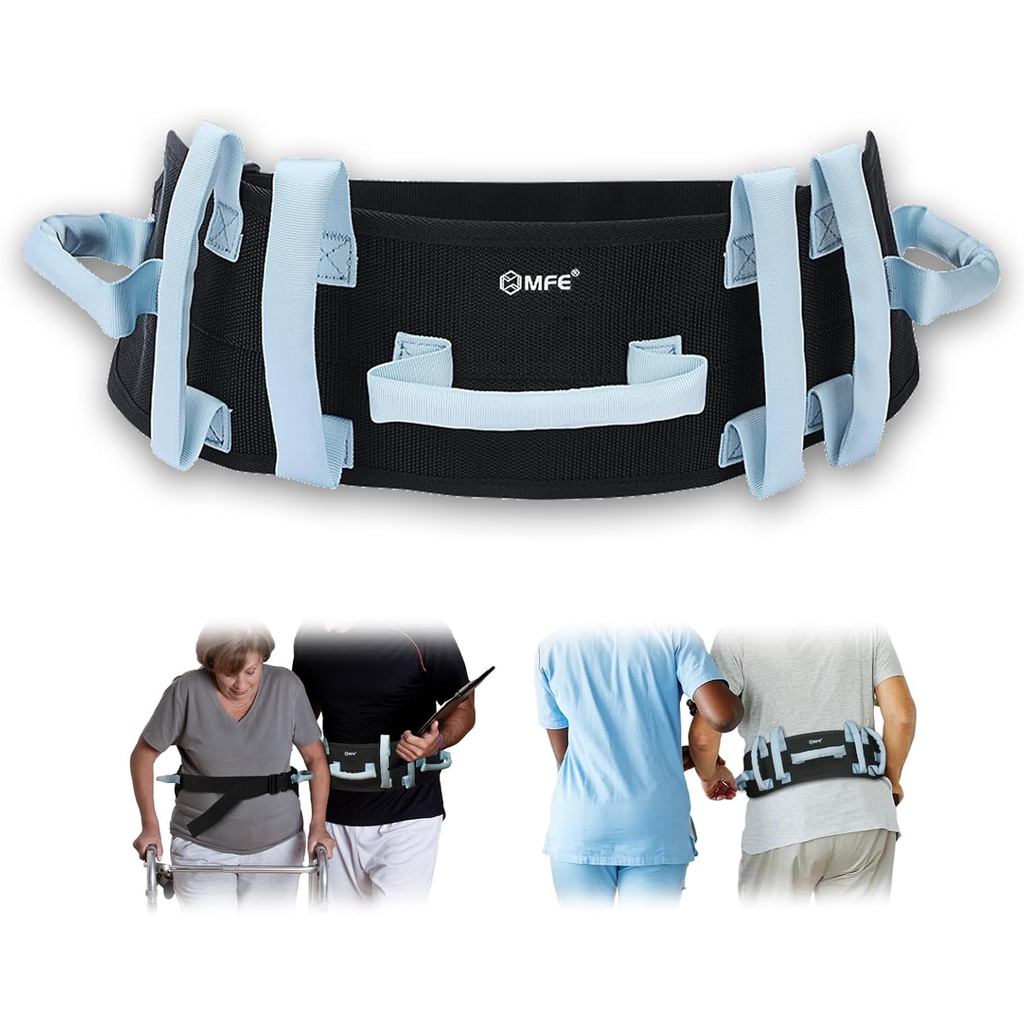 MFE Gait Belt, Anti-Slip Transfer and Walking Assist Belt with 7 Handles and Quaick - Release Buckle, Safety Lift Aid fo