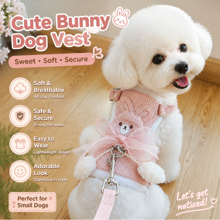 Colete Para Cães Pequenos Teddy Bichon Cat Walking Rabbit Leash Suprimentos Animais De Estimação