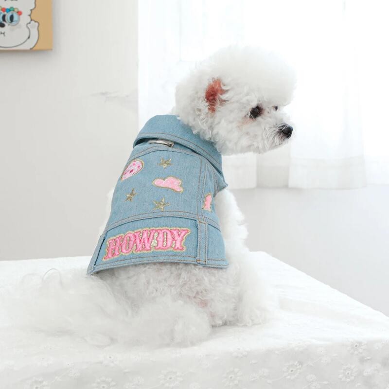 Pet Clothing Dog Cat Spring Handsome Cowboy Very Busy Cowboy Leash Coat Suitable for Small To Medium Sized Dogs**-&*-*-*