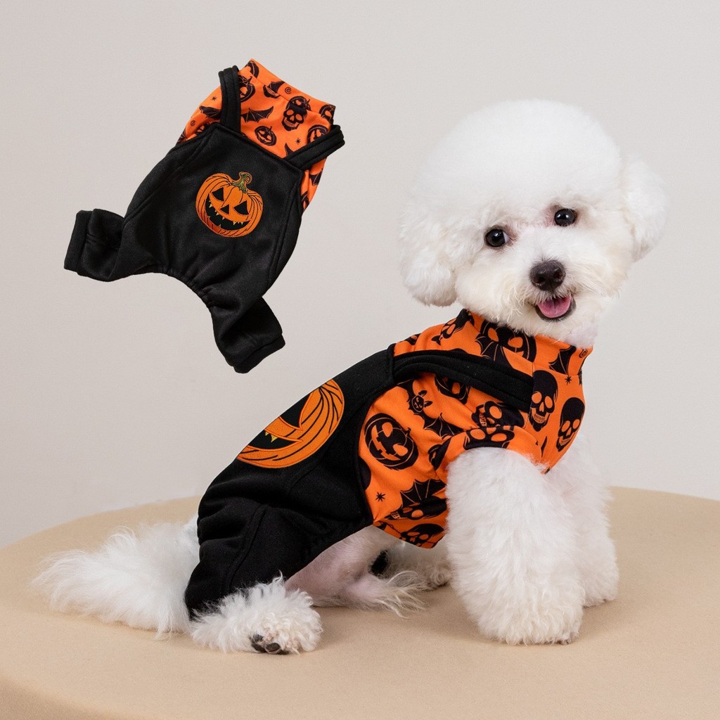 Halloween Cão Traje De Quatro Patas Roupas Para Animais De Estimação Shih Tzu Teddy Filhote De Cachorro Camiseta Padrão