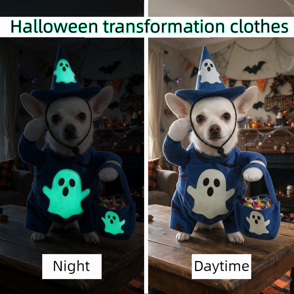 Halloween Pet Traje Vestir-Se Transformação Engraçado Roupas De Cachorro Para Filhote Teddy Shih Tzu Cão Roupa Luminosa