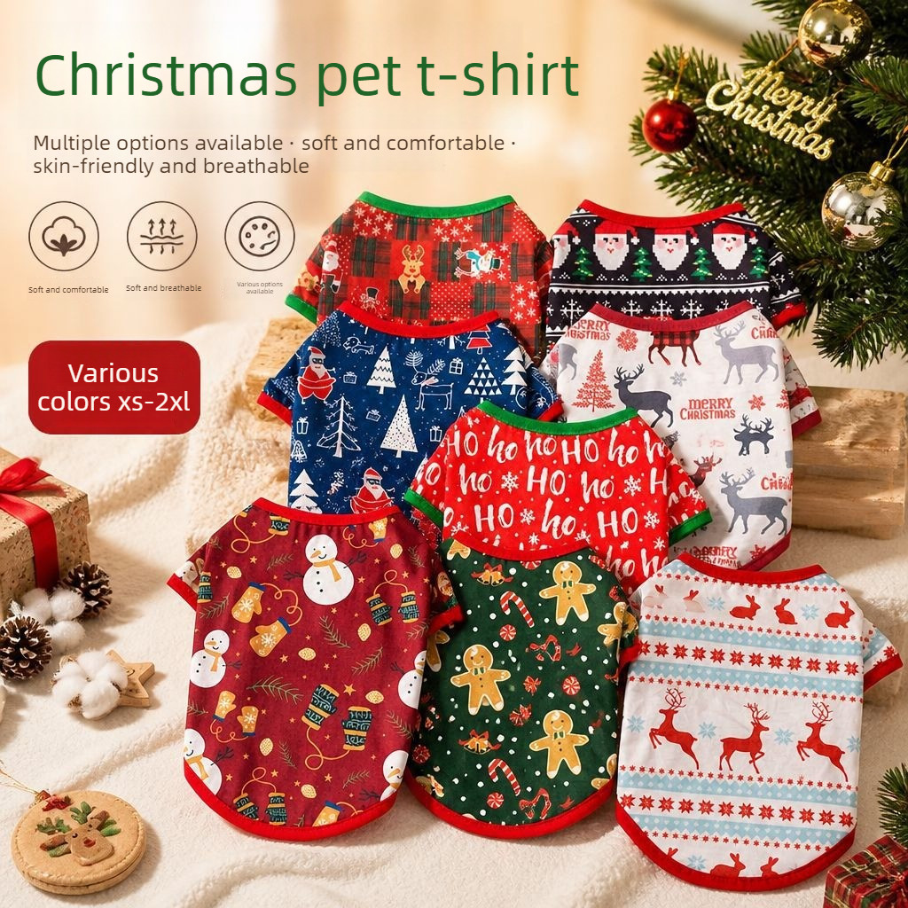 Cão Roupas De Natal Filhote De Cachorro Sando Camiseta Pet Para Casa Camisola Teddy Shih Tzu Chihuahua Cães Pequenos Ano