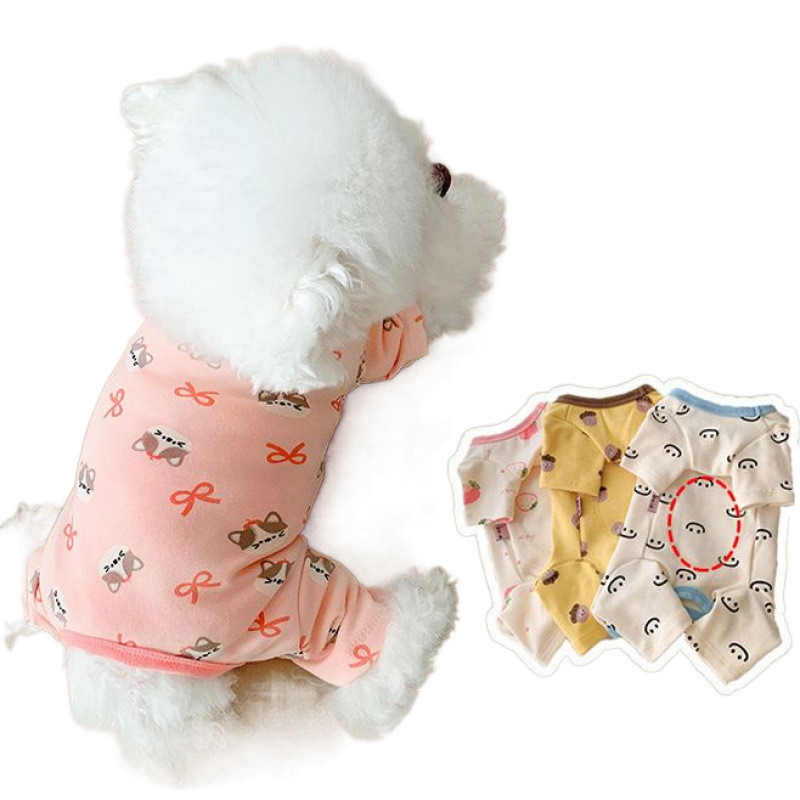 Bichon Roupas Para Cães Saco Barriga Filhote De Cachorro Pijamas teddy shih tzu Pequeno Cão sleepwear Primavera Outono Q