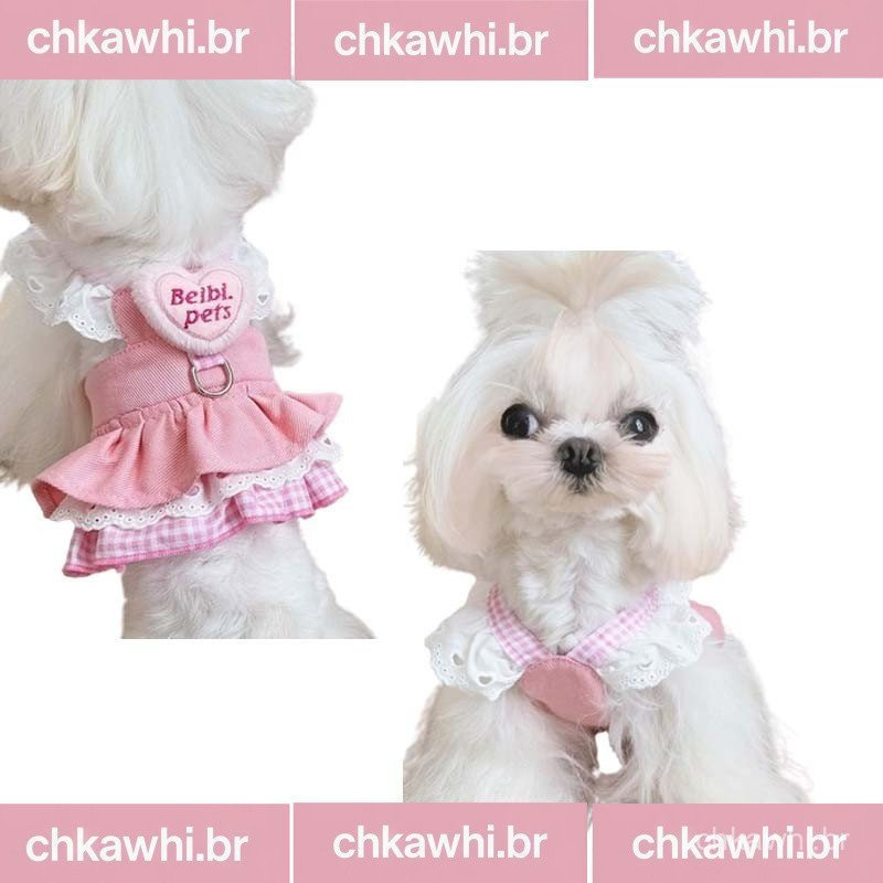 Vestido Rosa Para Cachorro Shih Tzu Fêmea Princesa De Verão Fino Teddy Pomeranian Saia De Ganga Sweet Style Cat Costume
