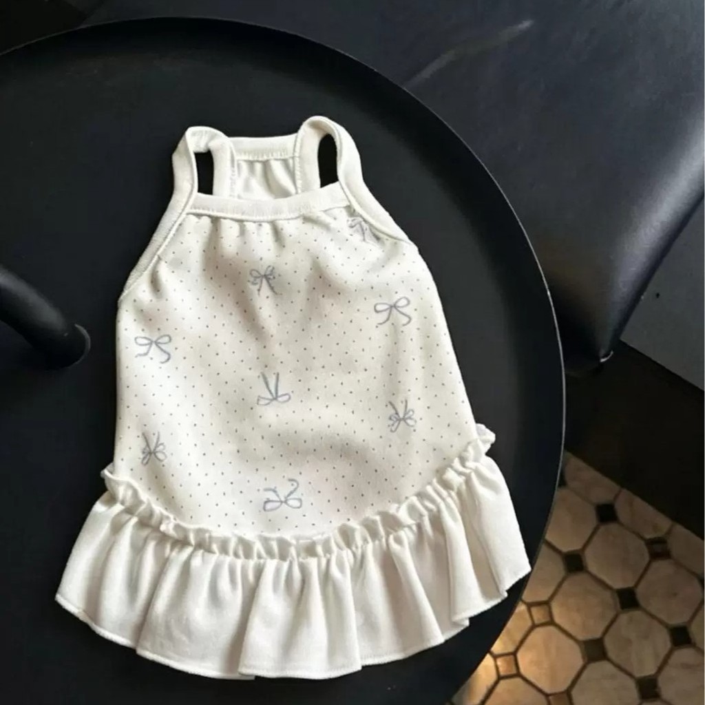 Cão de estimação verão fino bonito bolinhas arco estilingue vestido de princesa pequeno cão Bichon teddy Schnauzer Shih
