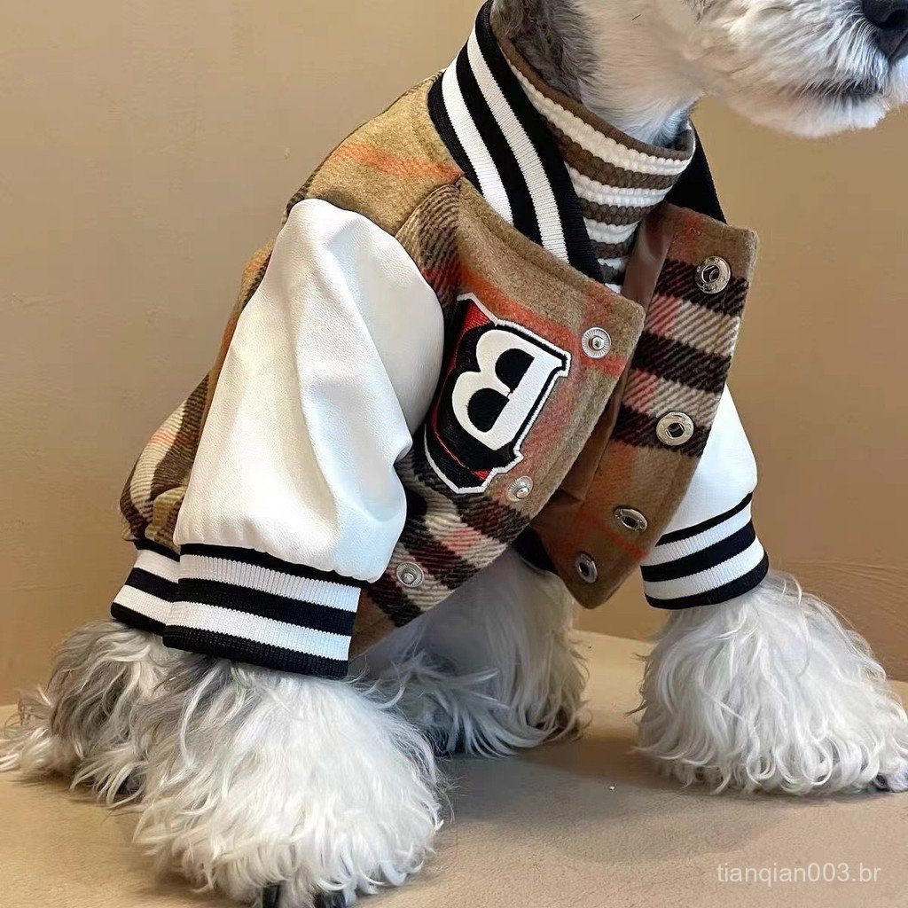 Jaqueta de beisebol listrada, adequada para Shih Tzu, gatos, cães Teddy, Schnauzers, Poodles, etc., casaco de inverno, r