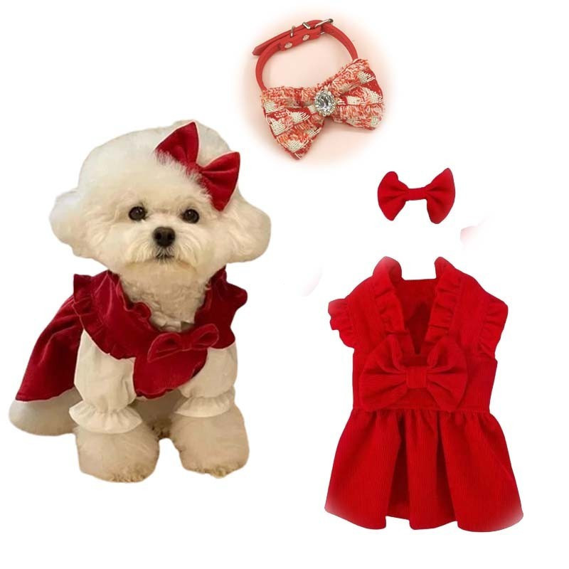 Vestido De Noiva Para Cachorro Shih Tzu Cute Sleeveless Sling Skirt Teddy Thin Pet Dress Com Fato De Aniversário De Gat
