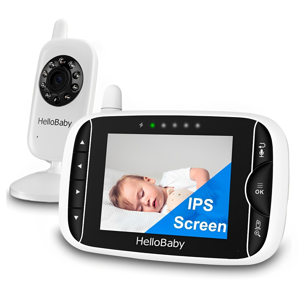 Babá Eletrônica HelloBaby HB32, Monitor de Bebê Branco com Tela de 3.2