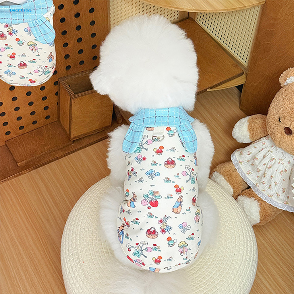 Pet Harness No Additional Needed Dog Vest with Metal D-ring Traction Soft Breathable Fabric Cartoon Print Loose Fit for