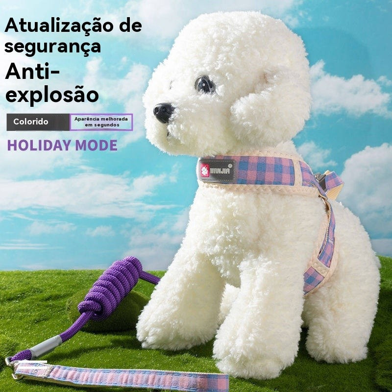 Comfortable Anti Hair Loss Dog Harness Leash for Small Dogs Teddy Bear Pomeranian Golden Hair