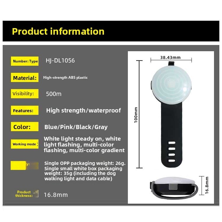 Snap-on Carregamento Pet Night Anti-Lost Dog Walking Light LED Colorido Multicolor Dog Luminous Pingente