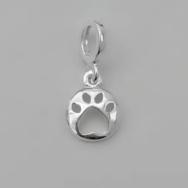 Pingente Berloque Medalha Pata Patinha Pet Prata 925