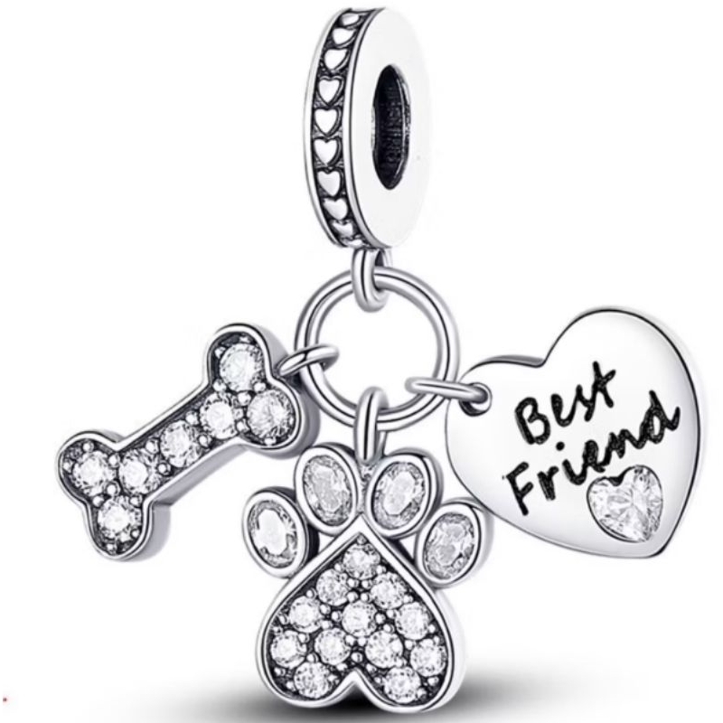 Berloque Best Friend Pet Aço Inox Banhado a  Prata 🐾✨ -  003