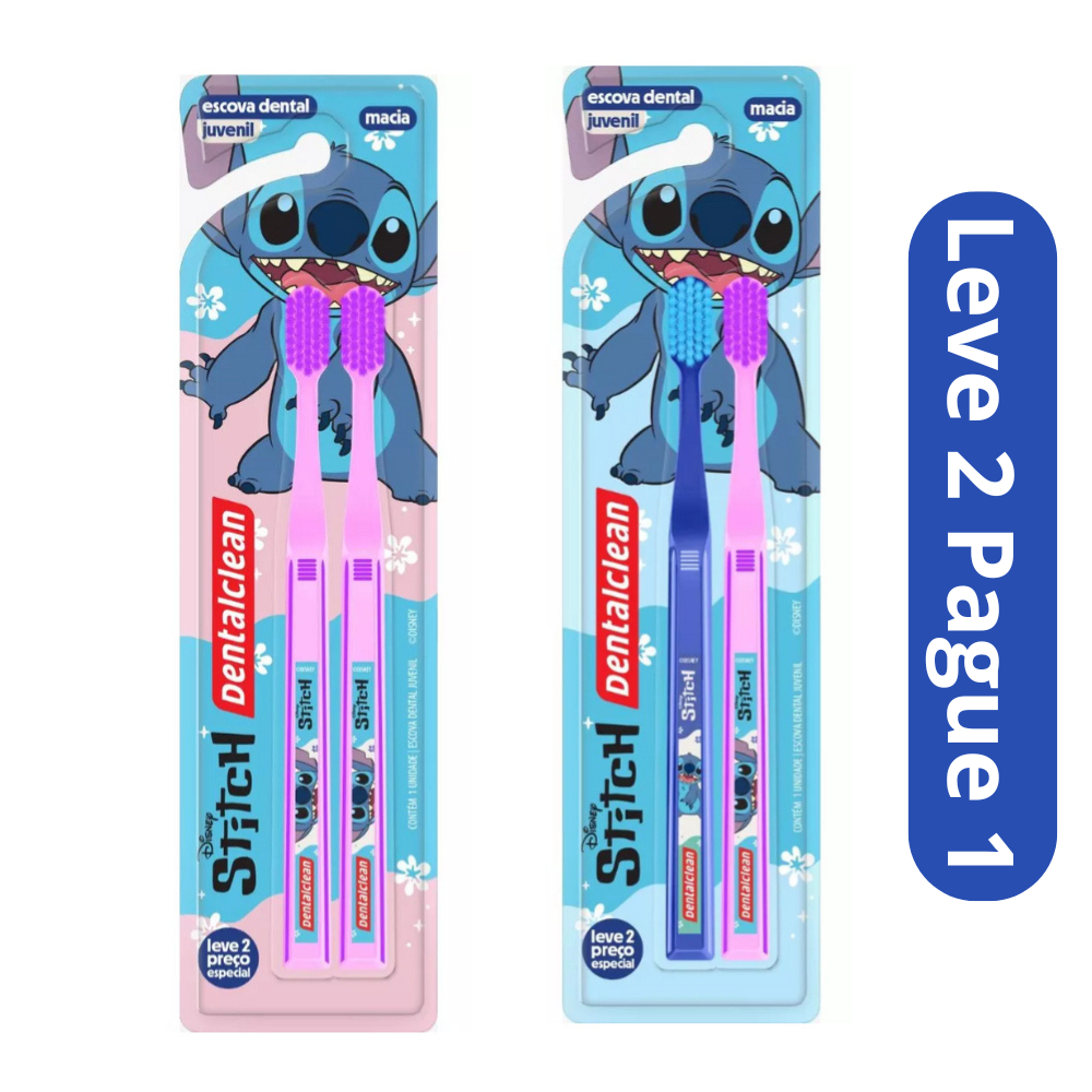 Escova Dental Juvenil Macia - Disney Stitch Leve 2 Pague 1 da Dentalclen