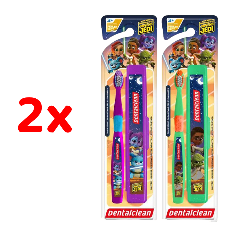 Kit 2x Escova Dental Infantil Macia com Estojo Jovens Jedi - Kai e Yoda  - Lys e Nubs