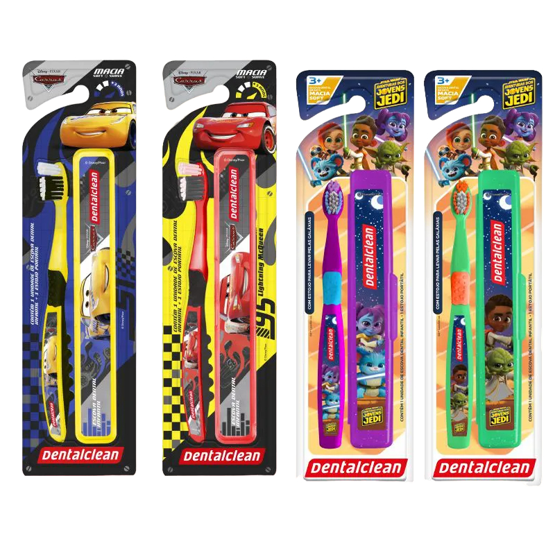Escova Dental Infantil Macia com Estojo - Carros McQueen, Cruz Ramires ou Jovens Jedi