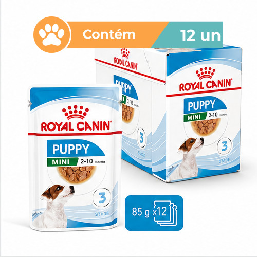 Kit 12 Ração Úmida Royal Canin Mini Puppy Filhotes 85g
