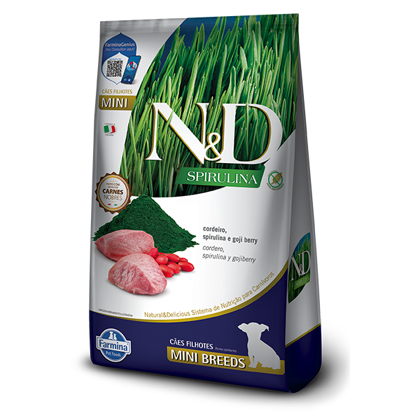RAÇÃO ND SPIRULINA CÃES PUPPY MINI CORDEIRO 2KG