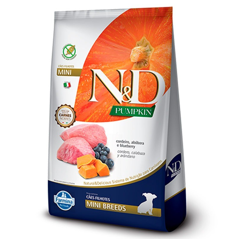 RAÇÃO ND PUMPKIN CANINE PUPPY MINI CORDEIRO 800GR