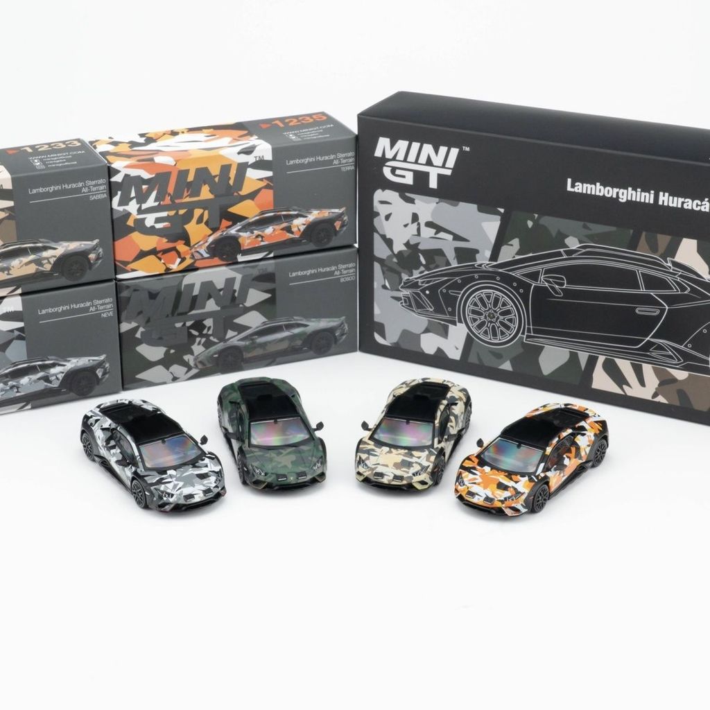 MINIGT 1/64 Lamborghini Huracán Sterrato All Terrain 4-Car Set Modelos de carros Liga de fundição Modelos