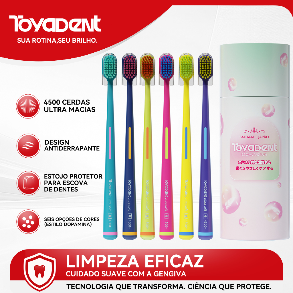 Toyadent toothbrush set of 6 – 4500+ ultra-soft bristles, suitable for sensitive gums.