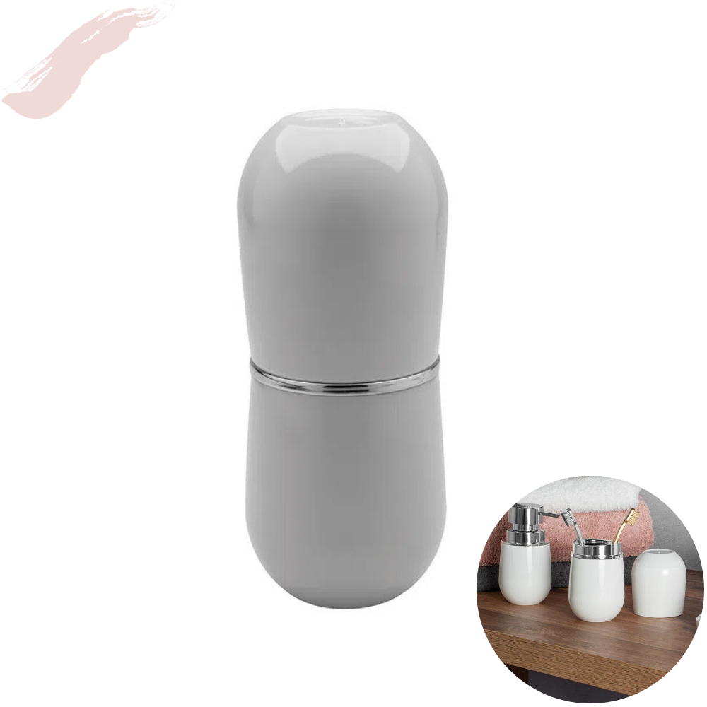 Porta Escova de Dente Com Tampa New Belly Cromo E Belly Soft Touch