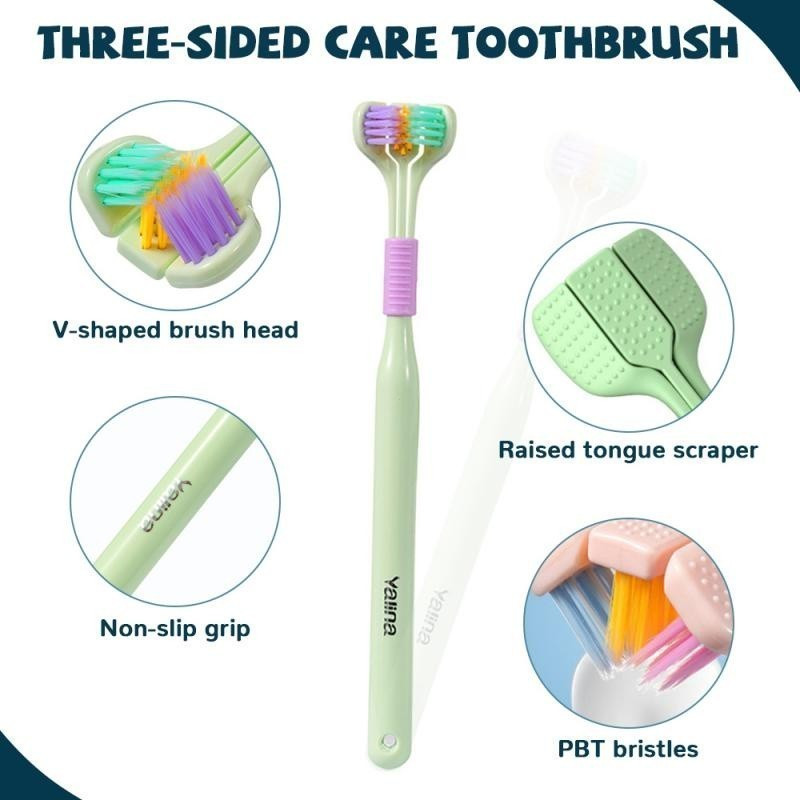 3D Three-dimensional Three-sided Toothbrush Ultra-fine Soft Bristles Pet Toothbrush Deep Cleaning Oral Care Toothbrush L