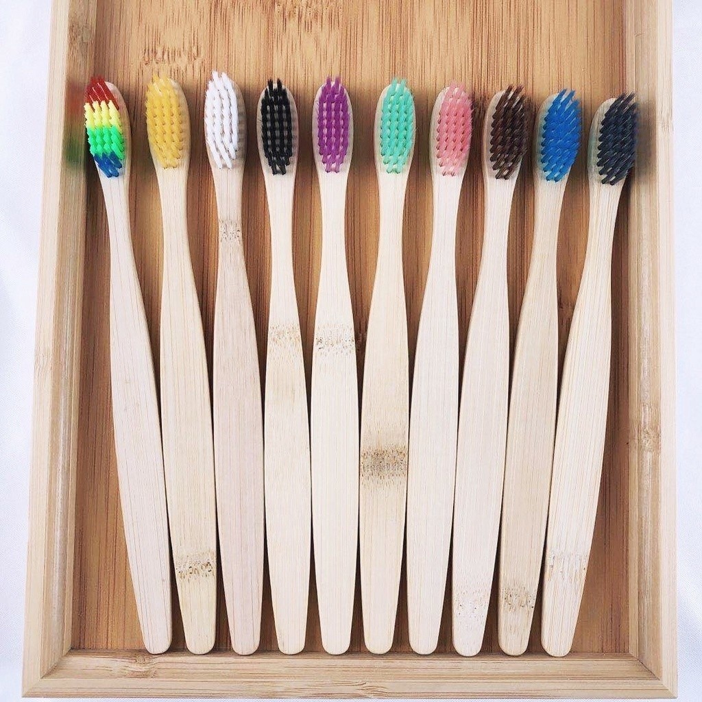 10PCS Colorido Natural Bambu Toothbrush Set Soft Charcoal Dental Lightening Oral Care
