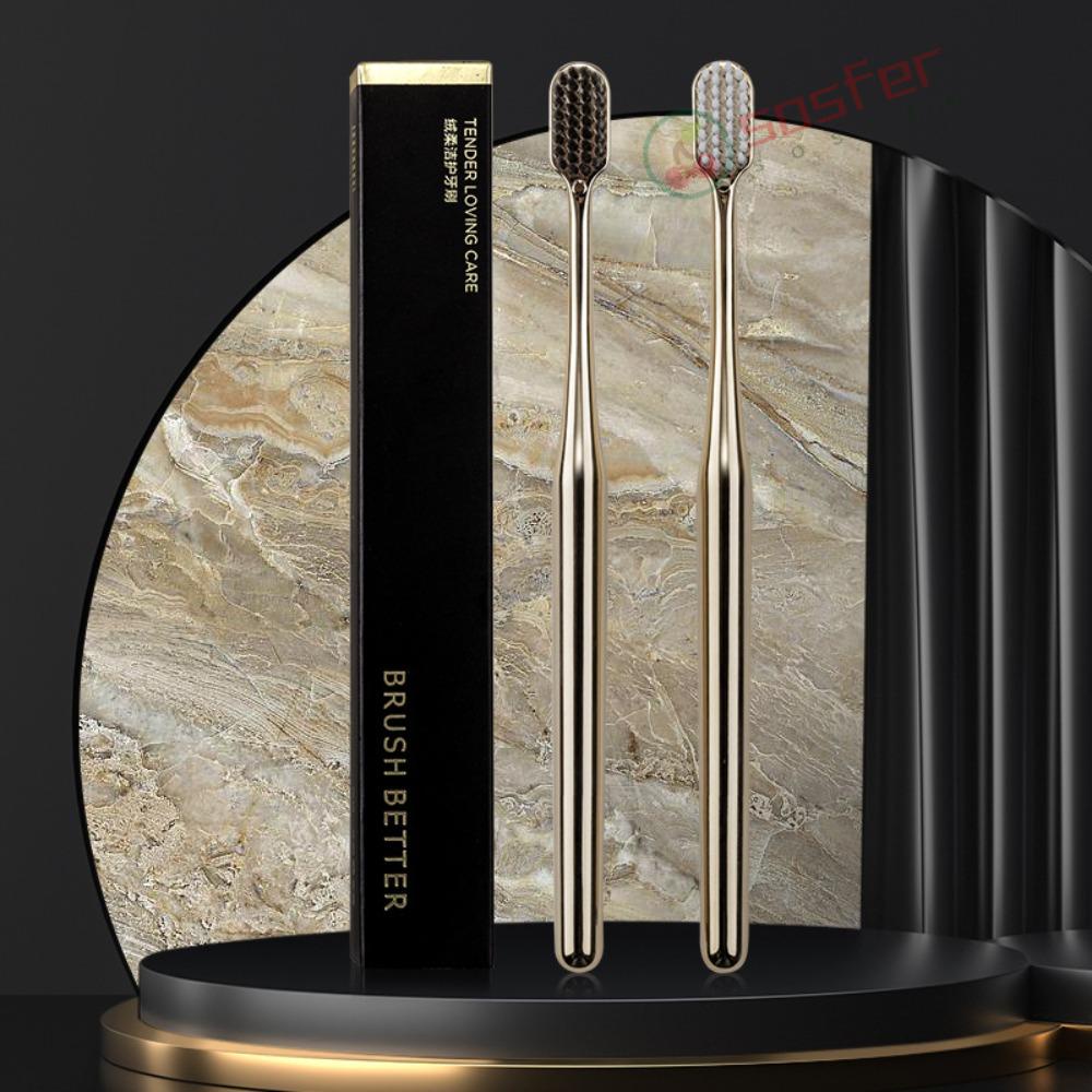 SOSFER Escova Dental Adulto , Leve Gold Silver Soft Toothbrush Suave Eletroplaca Escovas Suaves Homens