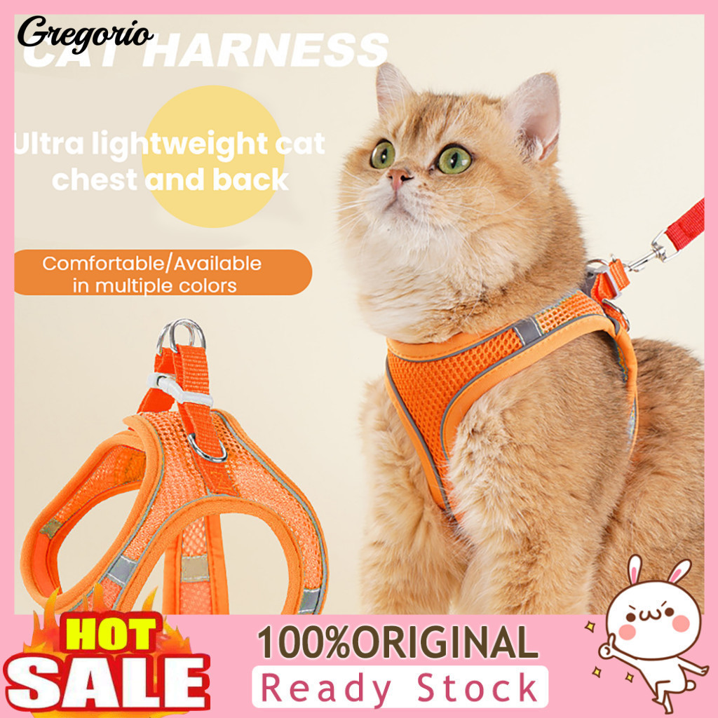 Pet Chest and Back Harness Adjustable Cat Strap Reflective Vest for Dogs Cats Breathable Mesh Straps Escape-proof Side-c