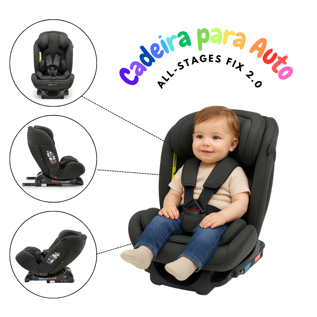 Cadeira De Carro All Stages 2.0 Isofix 0-36kgs Preto Litet Multikids