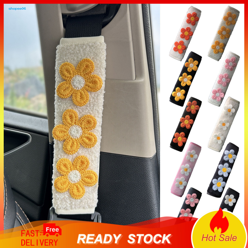 Comfortable Shoulder Pads Universal Safety Belt Protectors Cute Floral Car Seat Soft Mesh Strap Covers for Adults for So