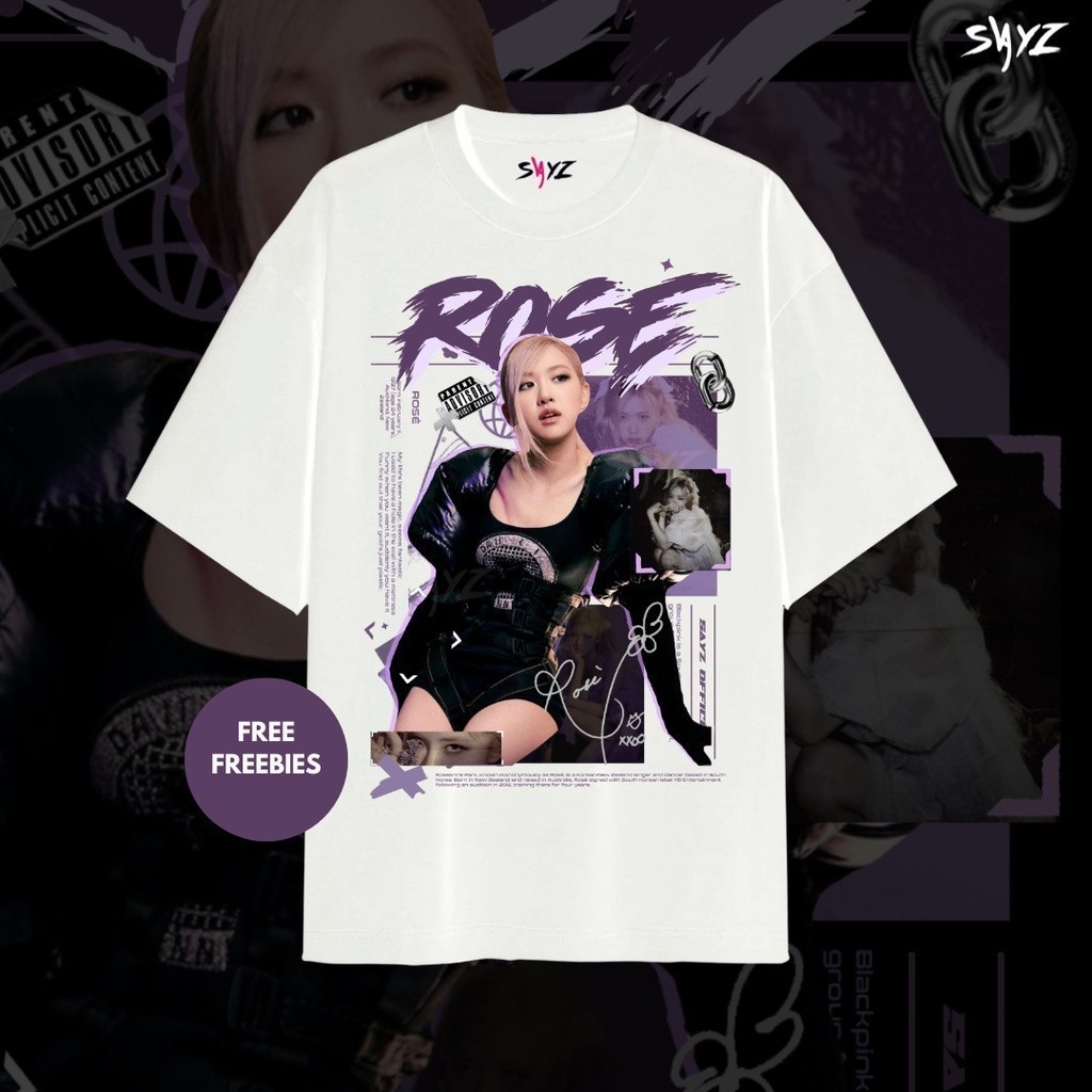 Camiseta Camisa Blusa Kpop Rozê On The Ground Estilo Casual Grupo Coreano Algodão 100% Look Unissex