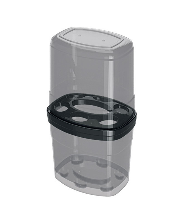 Porta Escova com Tampa Fume 8,9 x 11,5 x 20,2 cm Para Banheiro Organize e Proteja Escovas de Dentes