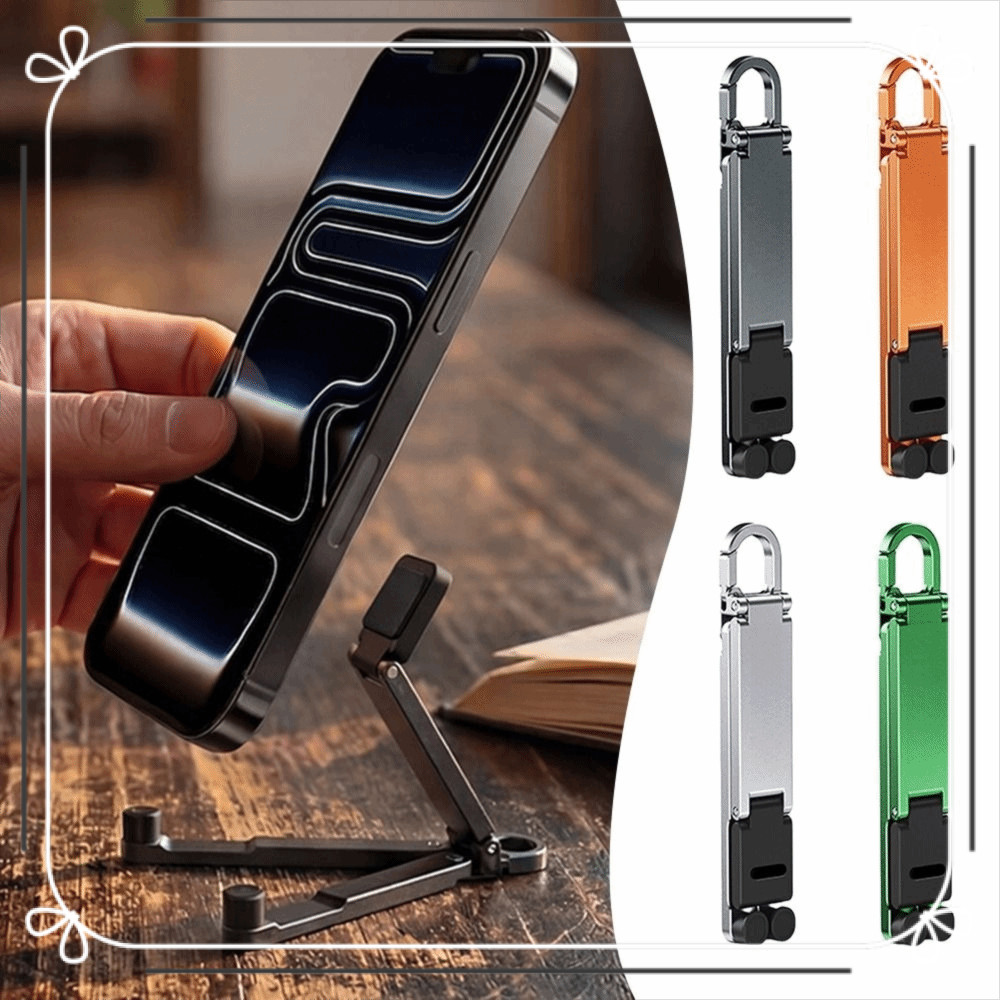 Mini Suporte Para Telefone Com Chaveiro , Dobrável Ajustável Em Vários Ângulos Celular Leve Viagem EDC
