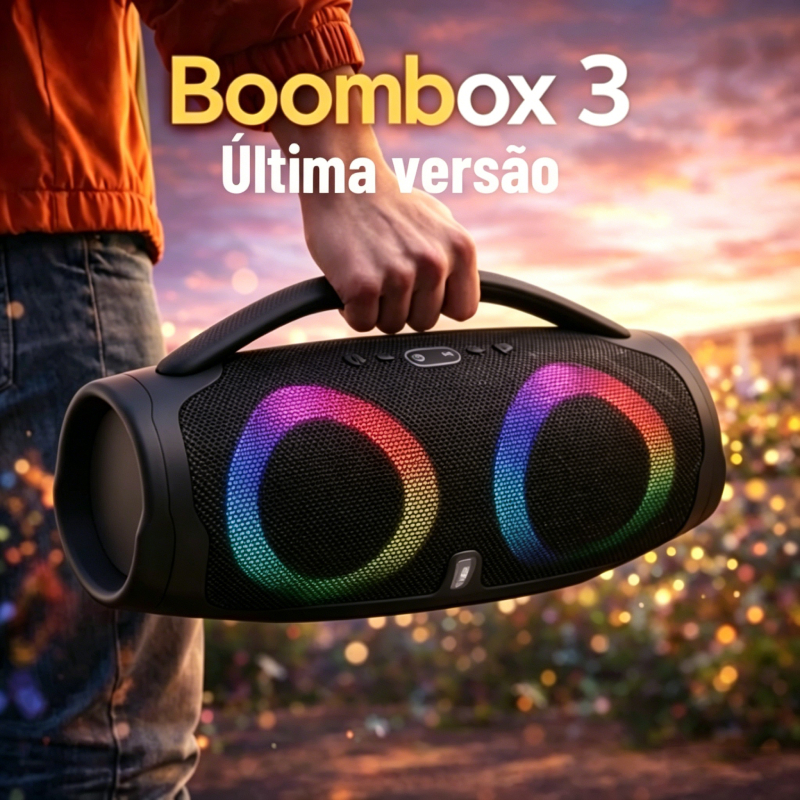 Caixa De Som Boombox 3 Bluetooth Som Potente High Bass Resistente Água Pen-Drive Diversos tamanhos