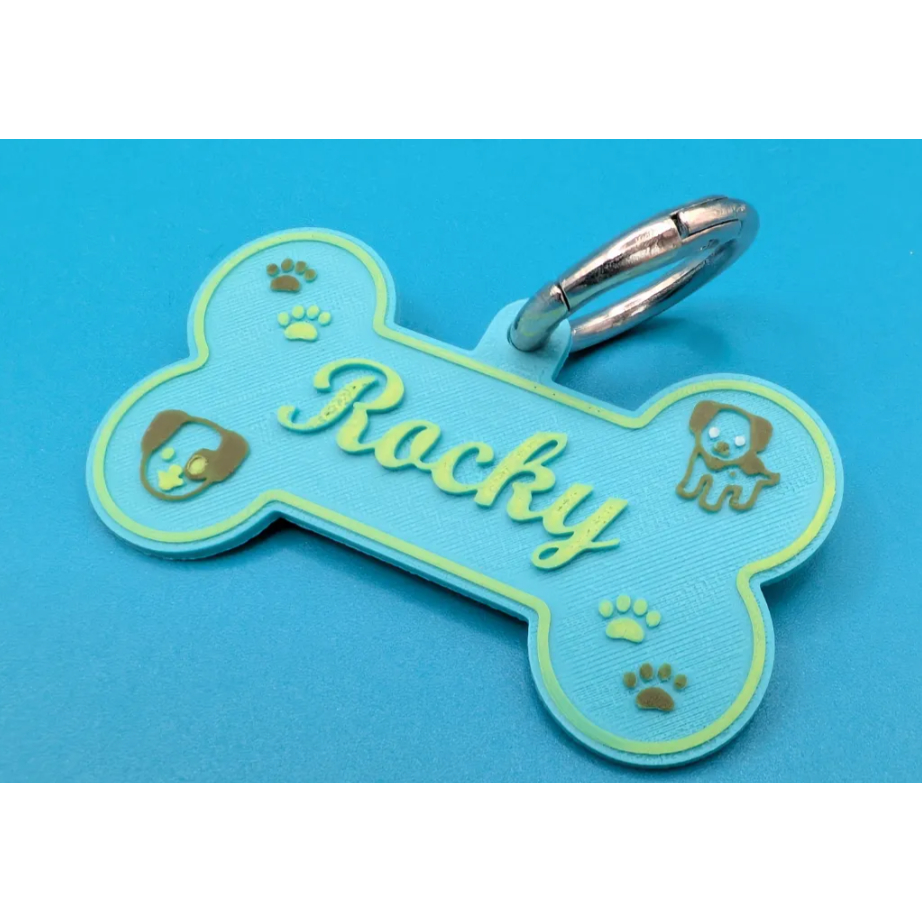Placa de Identificação para PET  Formato de Osso ou Pata em Auto relevo  Plástico Ecológico Pet Name Personalizada