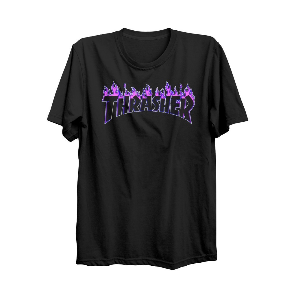 Camiseta camisa basica logo roxo fogo thrasher skate design blusao Style Moda