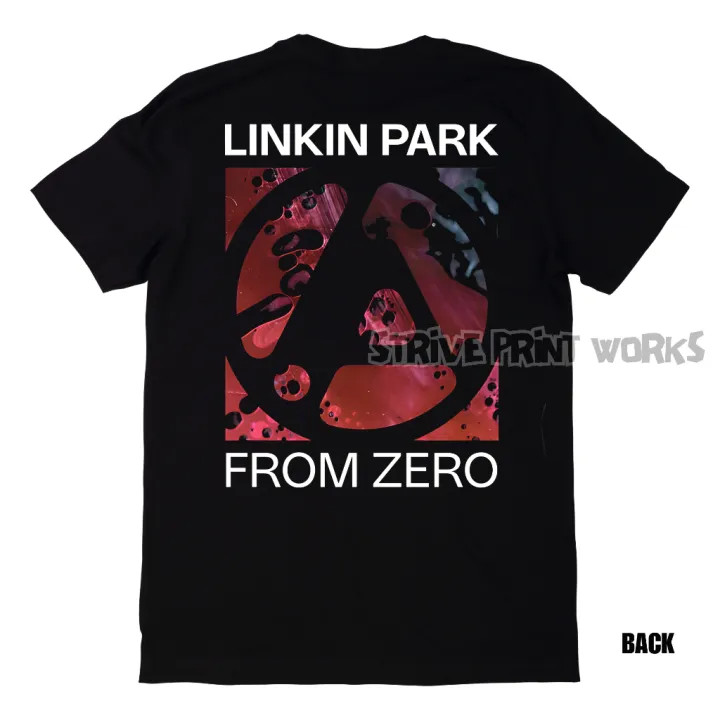 Camiseta Banda De Rock Linkin Park From Zero Estampa Traseira Logo Icônico Detalhe Vermelho Design Texturizado Arte Da B